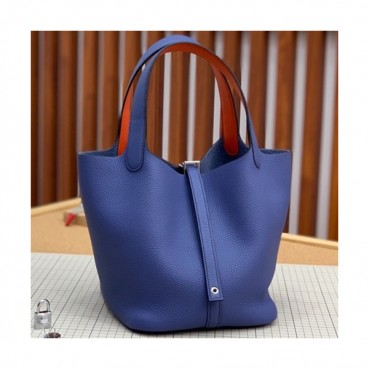 Hermes 2019 Picotin Lock Leather Tote Bag,18cm - 에르메스 2019 피코탄 락 레더 여성용 토트백 HERB0752, 18cm,블루