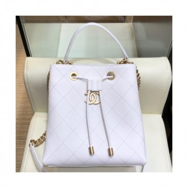 Chanel 2019 Leather Bucket Tote Shoulder Bag ,20CM - 샤넬 2019 레더 버킷 토트 숄더백  CHAB1227,20CM,화이트