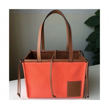 Loewe 2019 Canvas & Leather Tote Bag, 35CM - 로에베 2019 캔버스 & 레더 토트백 ,LOEB0357, 35CM, 오렌지핑크
