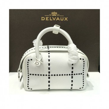 Delvaux 2019 Cool Box Leather Tote Shoulder Bag,22CM - 델보 2019 쿨 박스 레더 토트 숄더백,DVB0330,22CM,화이트