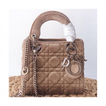 Dior 2019 Lady Dior Velvet Mini  Tote Shoulder Bag,17CM - 디올 2019 레이디 디올 벨벳 미니 토트 숄더백 DIOB0425,17CM,베이지