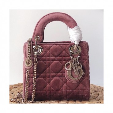 Dior 2019 Lady Dior Velvet Mini  Tote Shoulder Bag,17CM - 디올 2019 레이디 디올 벨벳 미니 토트 숄더백 DIOB0423,17CM,핑크