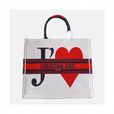 Dior 2019 Women Canvas Book Tote Shopper Bag ,41.5CM - 디올 2019 여성용 캔버스 북 토트 쇼퍼백  DIOB0416,41.5CM,화이트