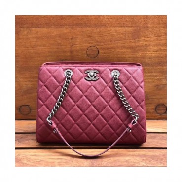 Chanel 2019 Leather Chain Tote Shoulder Bag ,31CM - 샤넬 2019 레더 체인 토트 숄더백  CHAB1196,31CM,레드