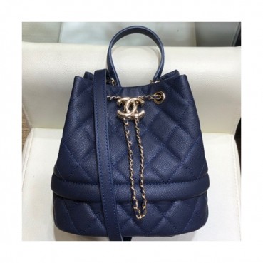 Chanel 2019 Leather Bucket Tote Shoulder Bag ,20CM - 샤넬 2019 레더 버킷 토트 숄더백  CHAB1157,20CM,네이비