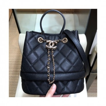 Chanel 2019 Leather Bucket Tote Shoulder Bag ,20CM - 샤넬 2019 레더 버킷 토트 숄더백  CHAB1156,20CM,블랙