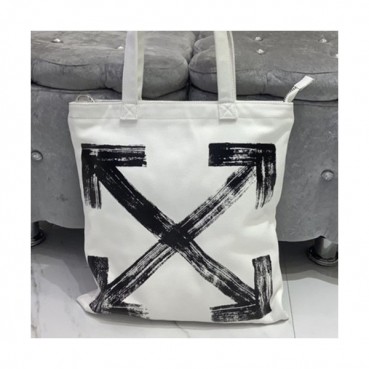 Off White 2019 Canvas Tote Shoulder Shopper Bag,42cm - 오프화이트 2019 캔버스 남여공용 토트 숄더 쇼퍼백 OFFB0075,42cm,화이트