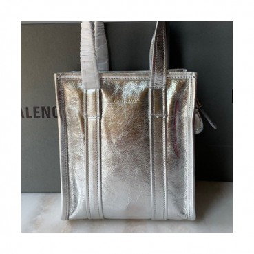 Balenciaga 2019 Bazar Leather Tote Shoulder Shopper Bag,20CM - 발렌시아가 2019 바자르 레더 남여공용 토트 숄더 쇼퍼백,BGB0442,20CM,실버