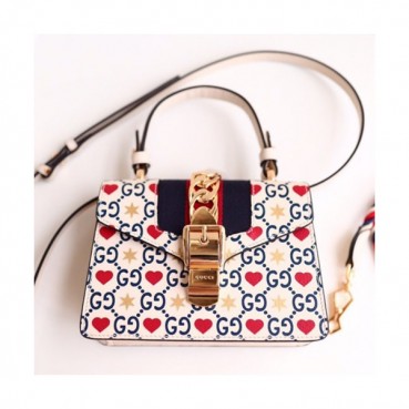 Gucci 2019 Sylvie Mini Leather Tote Shoulder Bag,20CM - 구찌 2019 실비 미니 레더 토트 숄더백 470270,GUB0808,20CM,화이트