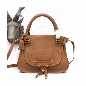 Chole 2019 Marcie Leather Tote Shoulder Bag, 36cm -  끌로에 2019 마르씨 레더 토트 숄더백,CLB0129,36cm,브라운