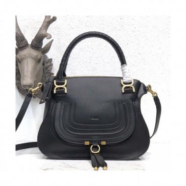 Chole 2019 Marcie Leather Tote Shoulder Bag, 36cm -  끌로에 2019 마르씨 레더 토트 숄더백,CLB0127,36cm,블랙