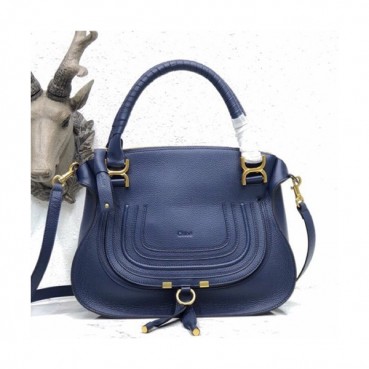 Chole 2019 Marcie Leather Tote Shoulder Bag, 36cm -  끌로에 2019 마르씨 레더 토트 숄더백,CLB0123,36cm,블루