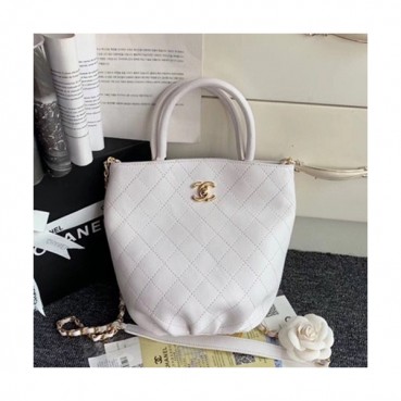 Chanel 2019 Leather Bucket Tote Shoulder Bag ,26CM - 샤넬 2019 레더 버킷 토트 숄더백  CHAB1120,26CM,화이트