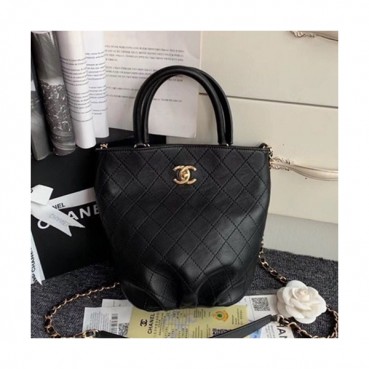 Chanel 2019 Leather Bucket Tote Shoulder Bag ,26CM - 샤넬 2019 레더 버킷 토트 숄더백  CHAB1119,26CM,블랙