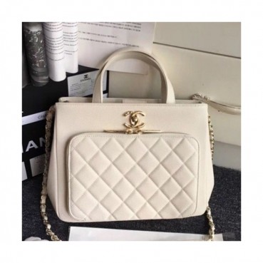 Chanel 2019 Leather Small Tote Shoulder Bag ,26CM - 샤넬 2019 레더 스몰 토트 숄더백  CHAB1117,26CM,아이보리