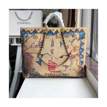 Chanel 2019 Canvas Women Tote Shoulder Shopper Bag,51CM - 샤넬 2019 캔버스 여성용 토트 숄더 쇼퍼백,CHAB1093,51cm,카멜베이지