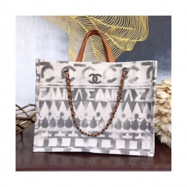 Chanel 2019 Canvas Women Tote Shoulder Shopper Bag,36CM - 샤넬 2019 캔버스 여성용 토트 숄더 쇼퍼백,CHAB1092,36CM,화이트