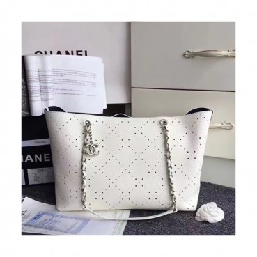 Chanel 2019 Leather Women Tote Shoulder Shopper Bag,38CM - 샤넬 2019 레더 여성용 토트 숄더 쇼퍼백,CHAB1089,38CM,화이트