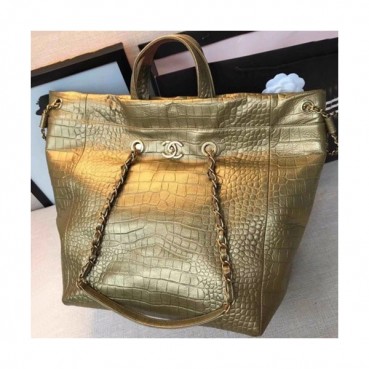 Chanel 2019 Leather Women Tote Shoulder Shopper Bag,37CM - 샤넬 2019 레더 여성용 토트 숄더 쇼퍼백,CHAB1087,37CM,옐로우골드