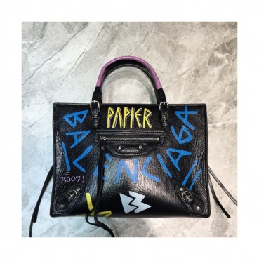 Balenciaga 2019 Leather Tote Shoulder Bag,26CM - 발렌시아가 2019 레더 토트 숄더백,BGB0418,26CM,블랙