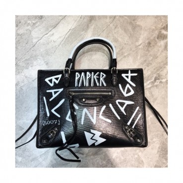 Balenciaga 2019 Leather Tote Shoulder Bag,26CM - 발렌시아가 2019 레더 토트 숄더백,BGB0417,26CM,블랙