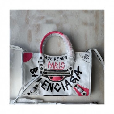 [하나쯤 필수소장 각]Balenciaga 2019 Graffiti Classic City Leather Medium Tote Shoulder Bag,30CM - 발렌시아가 2019 그래피티 클래식 시티 레더 미듐 토트 숄더백,BGB0415,30CM,화이트