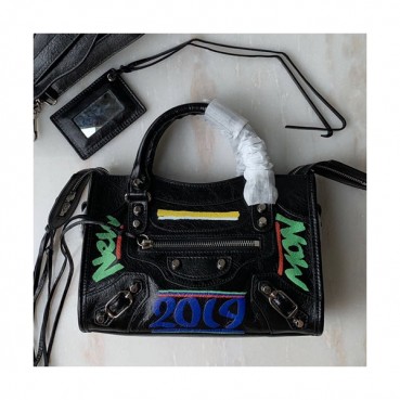 Balenciaga 2019 Graffiti Classic City Leather Small Tote Shoulder Bag,23CM - 발렌시아가 2019 그래피티 클래식 시티 레더 스몰 토트 숄더백,BGB0413,23CM,블랙
