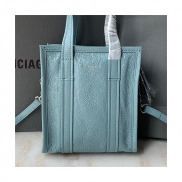 Balenciaga 2019 Bazar Leather Tote Shoulder Shopper Bag,20CM - 발렌시아가 2019 바자르 레더 남여공용 토트 숄더 쇼퍼백,BGB0398,20CM,스카이블루