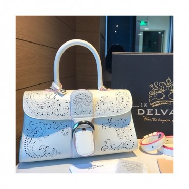 Delvaux 2019 Brillant Leather Tote Shoulder Bag,28 CM - 델보 2019 브리앙 레더 토트 숄더백,DVB0327.28 CM,화이트