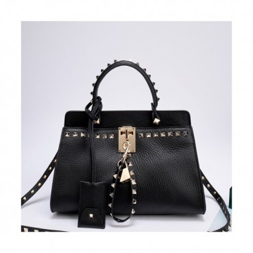 Valentino 2019 Leather Small Tote Shoudler Bag,26CM - 발렌티노 2019 레더 스몰 토트 숄더백,VTB0761,26CM,블랙