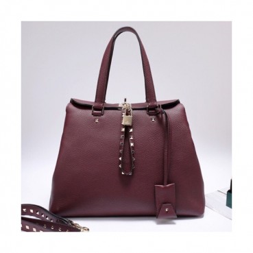 Valentino 2019 Leather Tote Shoudler Shopper Bag,35CM - 발렌티노 2019 레더 토트 숄더 쇼퍼백,VTB0760,35CM,와인