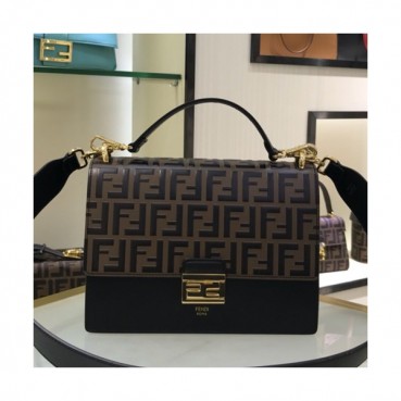 Fendi 2019 Leather Tote Shoulder Bag ,26CM - 펜디 2019 레더 토트 숄더백  FENB0445,26CM,브라운+블랙
