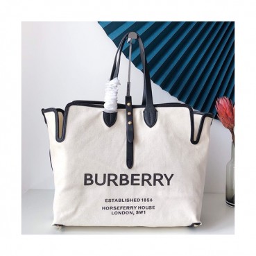Burberry 2019 Canvas Tote Shoulder Shopper Bag, 35cm - 버버리 2019 캔버스 토트 숄더 쇼퍼백,BURB00346,35cm,화이트