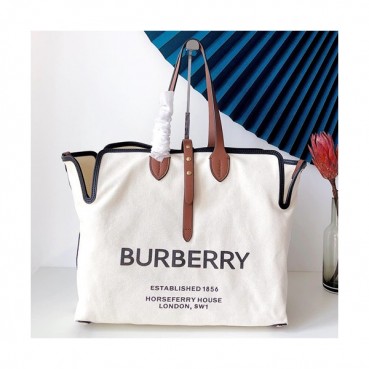 Burberry 2019 Canvas Tote Shoulder Shopper Bag, 35cm - 버버리 2019 캔버스 토트 숄더 쇼퍼백,BURB00345,35cm,화이트
