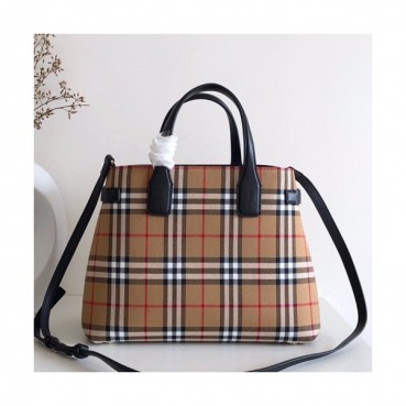 Burberry 2019 Leather Banner Tote Shoulder Bag, 25/34cm - 버버리 2019 레더 배너 토트 숄더백,BURB0343,25/34cm,브라운+블랙