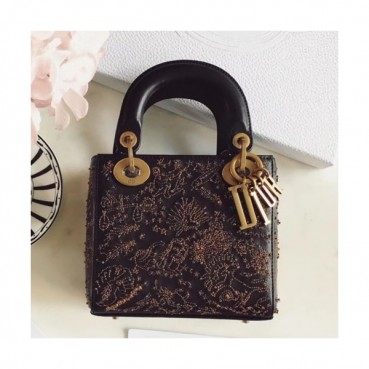 Dior 2019 Lady Dior Mini Tote Shoulder Bag,17CM - 디올 2019 레이디 디올 미니 토트 숄더백 DIOB0395,17CM, 블랙