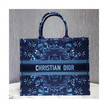 Dior 2019 Woman Canvas Book Tote Shopper Bag,41.5CM - 디올 2019 여성용 캔버스 북 토트 쇼퍼백 DIOB0389,41.5CM,블루