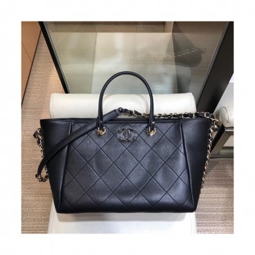 Chanel 2019 Leather Women Tote Shoulder Shopper Bag,28CM - 샤넬 2019 레더 여성용 토트 숄더 쇼퍼백,CHAB0953,28CM,블랙