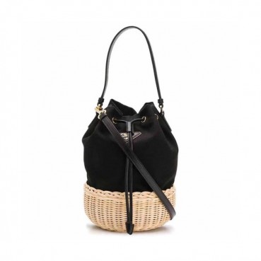 Prada 2019 Canvas & Rattan Hemp Bucket Tote Shoulder Bag,24cm - 프라다 2019 캔버스& 라탄 헴프 버킷 토트 숄더백 ,1BH115