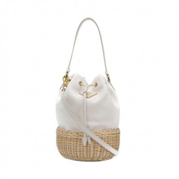 Prada 2019 Canvas & Rattan Hemp Bucket Tote Shoulder Bag,24cm - 프라다 2019 캔버스& 라탄 헴프 버킷 토트 숄더백 ,1BH115