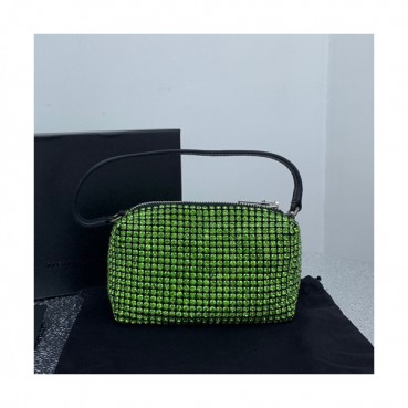 Alexander Wang 2019 Cubic & Leather Tote Shoulder Bag,17cm - 알렉산더왕 2019 큐빅 & 레더 토트 숄더백 AWB0015,17cm,블랙(그린큐빅)