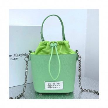 Maison Margiela 2019 Leather Bucket Chain Tote Shoulder Bag,23cm - 메종 마르지엘라 2019 레더 버킷 체인 토트 숄더백,MMB0028,23cm,그린