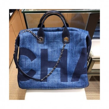 Chanel 2019 Canvas Tote Shoulder Shopper Bag ,38CM - 샤넬 2019 캔버스 토트 숄더 쇼퍼백  CHAB0894,38CM,블루