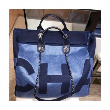 Chanel 2019 Canvas Tote Shoulder Shopper Bag ,38CM - 샤넬 2019 캔버스 토트 숄더 쇼퍼백  CHAB0892,38CM,블루