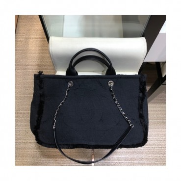 Chanel 2019 Wool Blend Tote Shoulder Bag ,38CM - 샤넬 2019 울 혼방 토트 숄더백  CHAB0890,38CM,블랙