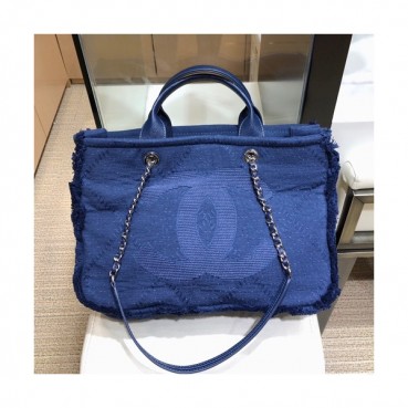 Chanel 2019 Wool Blend Tote Shoulder Bag ,38CM - 샤넬 2019 울 혼방 토트 숄더백  CHAB0888,38CM,블루