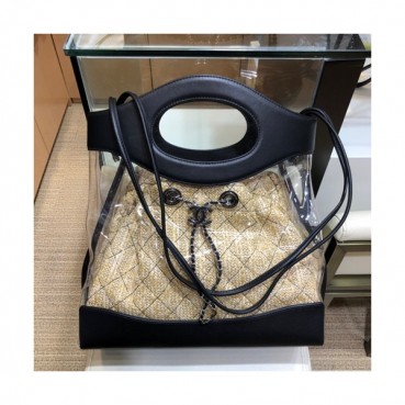 Chanel 2019 31 PVC & Leather Tote Shoulder Bag ,34CM - 샤넬 2019 31 PVC & 레더 토트 숄더백  CHAB0875,34CM,블랙