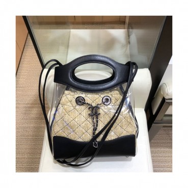 Chanel 2019 31 PVC & Leather Tote Shoulder Bag ,26CM - 샤넬 2019 31 PVC & 레더 토트 숄더백  CHAB0873,26CM,블랙