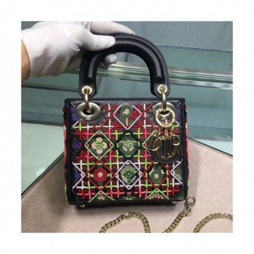Dior 2019 Lady Dior Tote Shoulder Bag,17CM - 디올 2019 레이디 디올 토트 숄더백 DIOB0364,17CM,블랙(금장)