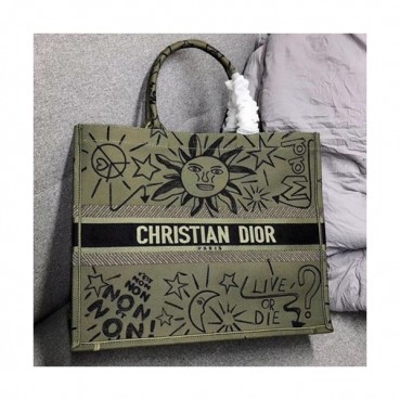 Dior 2019 Women Canvas Book Tote Shopper Bag ,41.5CM - 디올 2019 여성용 캔버스 북 토트 쇼퍼백  DIOB0361,41.5CM,카키